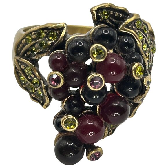 Heidi Daus "Aged To Perfection" Swarovski Crystal Ring Grape Design - Size 9 - Picture 1 of 6
